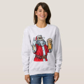 Bad Santa Claus, Rock, Bier und Zigar Sweatshirt (Vorne ganz)