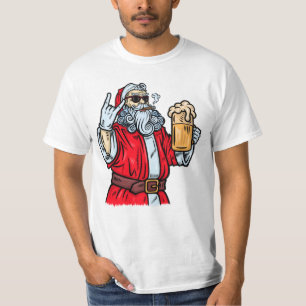 Bad Santa Claus, Rock, Bier und Zigar T-Shirt