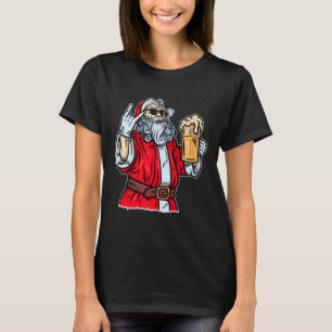 Bad Santa Claus, Rock, Bier und Zigar T-Shirt