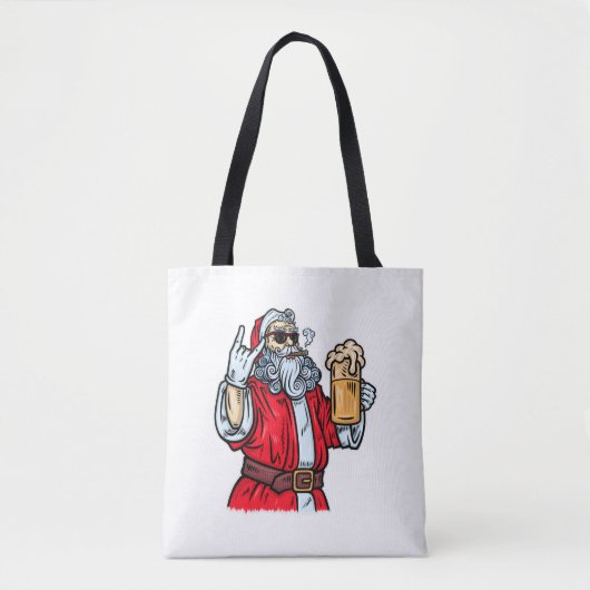Bad Santa Claus, Rock, Bier und Zigar Tasche (Vorderseite)