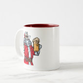 Bad Santa Claus, Rock, Bier und Zigar Zweifarbige Tasse (Vorderseite Links)