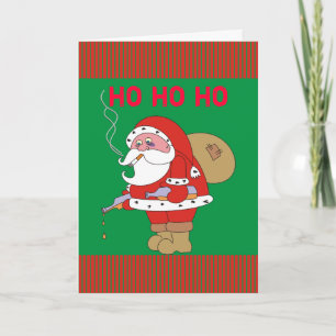 Bad Santa Funny Weihnachts-Grußkarte, Ho ho ho Feiertagskarte