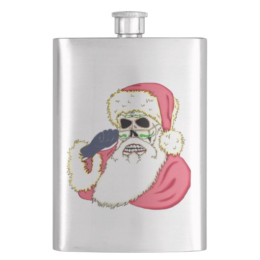 Bad Santa Skull Flachmann (Vorderseite)