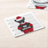 Bad Santa's Dog Mugshot Funny Christmas Rechteckiger Pappuntersetzer (angewinkelt)