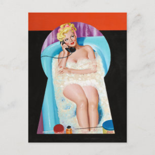Bad Schlüsselloch Pin Up Postkarte
