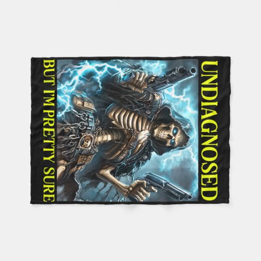 Bad Skeleton Undiagnostizierter Autismus Brainrot Fleecedecke (Vorderseite (Horizontal))