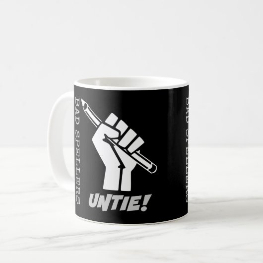 Bad Spellers Untie! Angestifteter Faustgrammar-Spa Kaffeetasse (Vorderseite Links)