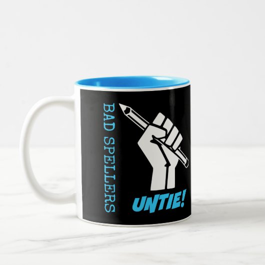 Bad Spellers Untie! Angestifteter Faustgrammar-Spa Zweifarbige Tasse (Links)