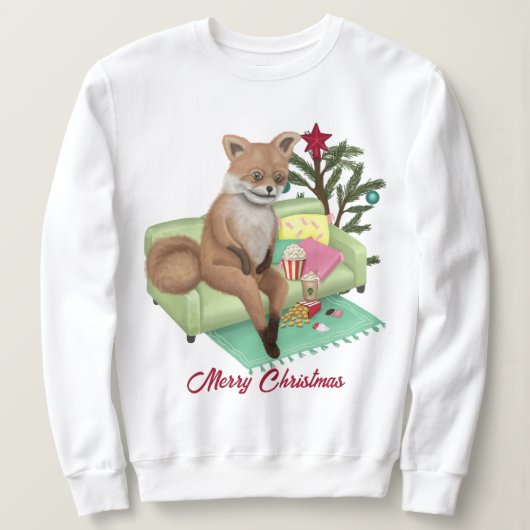 Bad Taxidermy Fox Christmas T - Shirt Sweatshirt (Design vorne)