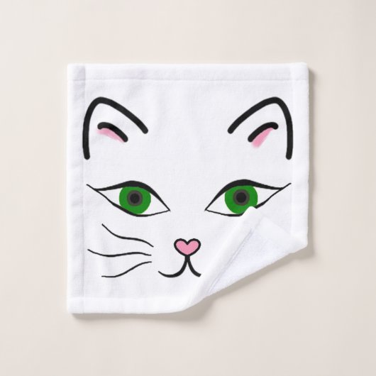 Bad-Tuch-Set - Kitty-Gesicht Badhandtuch Set (Waschlappen)