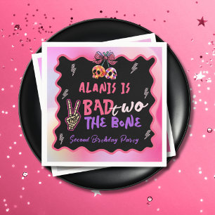 Bad Two, das Knochen rosa Lila 2. Geburtstag Party Serviette