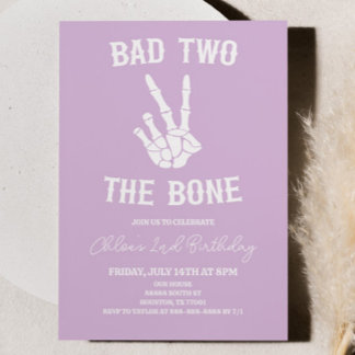 Bad Two das Knochenskelett 2. Geburtstag Party Einladung