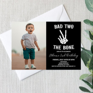 Bad Two das Knochenskelett Foto 2. Geburtstag Part Einladung