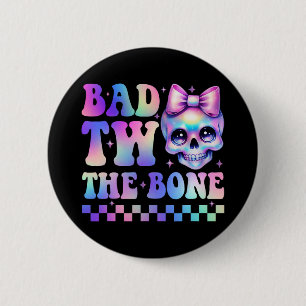 Bad Two der Knochen 2. Geburtstag Kind Gefärbte Kr Button