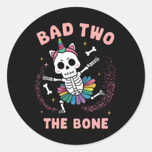 Bad Two der Knochen Halloween 2. Geburtstag G Runder Aufkleber