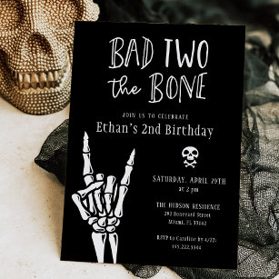 Bad Two die Knochen 2. Geburtstag Party Einladung