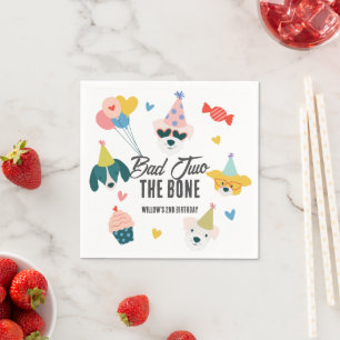 Bad Two die Knochenhunde Balloons 2. Geburtstag Serviette