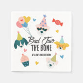 Bad Two die Knochenhunde Balloons 2. Geburtstag Serviette (Vorderseite)