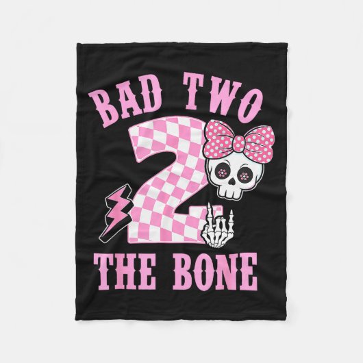 Bad Two The Bone Birthday 2 Years Old Nk Checkered Fleecedecke (Vorderseite)