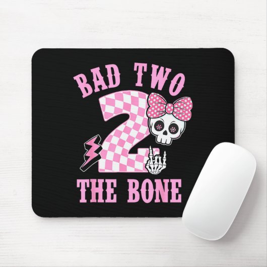 Bad Two The Bone Birthday 2 Years Old Nk Checkered Mousepad (Mit Mouse)