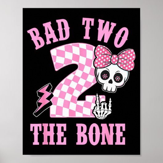 Bad Two The Bone Birthday 2 Years Old Nk Checkered Poster (Vorne)