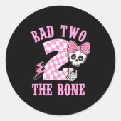 Bad Two The Bone Birthday 2 Years Old Nk Checkered Runder Aufkleber (Vorderseite)
