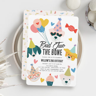 Bad Two the Bone Hunde & Cat Balloons 2. Geburtsta Einladung