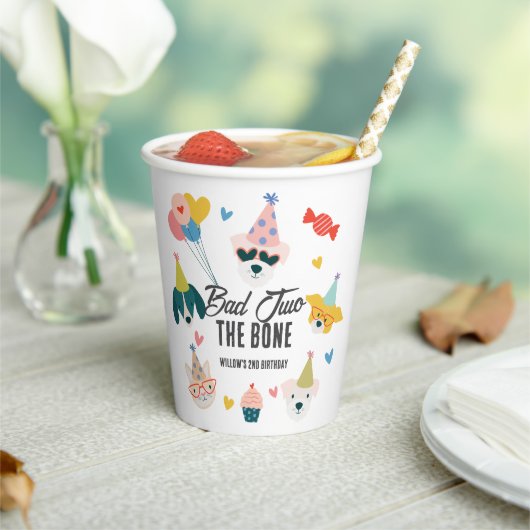 Bad Two the Bone Hunde & Cat Balloons 2. Geburtsta Pappbecher (In Situ)