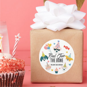 Bad Two the Bone Hunde & Cat Balloons 2. Geburtsta Runder Aufkleber