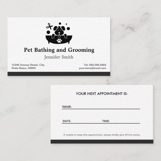 Bad und Erdung von Haustieren - Ernennung Terminkarte (Vorne/Hinten)