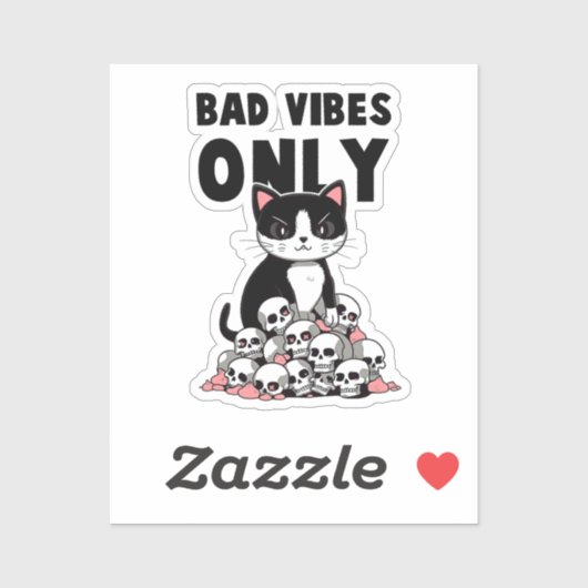 Bad Vibes only - Cat & Skulls Aufkleber (Blatt)