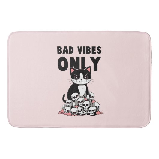 Bad Vibes only - Cat & Skulls Badematte (Vorderseite)