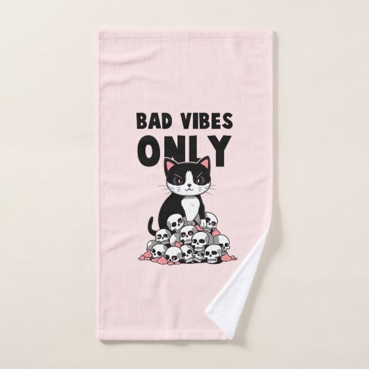 Bad Vibes only - Cat & Skulls Badhandtuch Set (Handtuch)