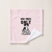 Bad Vibes only - Cat & Skulls Badhandtuch Set (Waschlappen)
