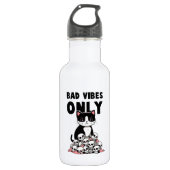 Bad Vibes only - Cat & Skulls Edelstahlflasche (Vorderseite)