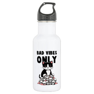 Bad Vibes only - Cat & Skulls Edelstahlflasche