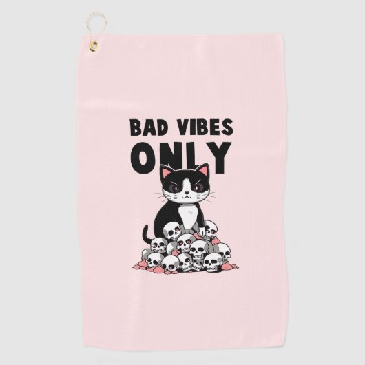 Bad Vibes only - Cat & Skulls Golfhandtuch (Vorderseite)