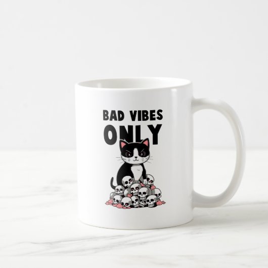 Bad Vibes only - Cat & Skulls Kaffeetasse (Rechts)