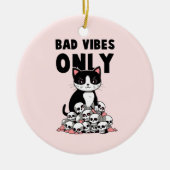 Bad Vibes only - Cat & Skulls Keramik Ornament (Vorne)