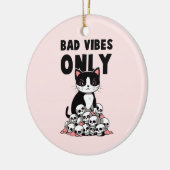Bad Vibes only - Cat & Skulls Keramik Ornament (Links)