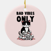 Bad Vibes only - Cat & Skulls Keramik Ornament (Hinten)