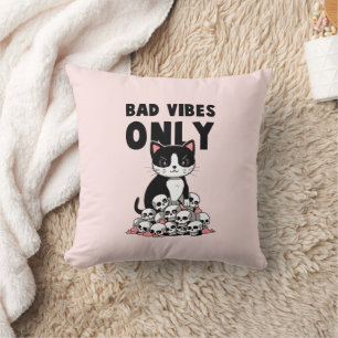 Bad Vibes only - Cat & Skulls Kissen