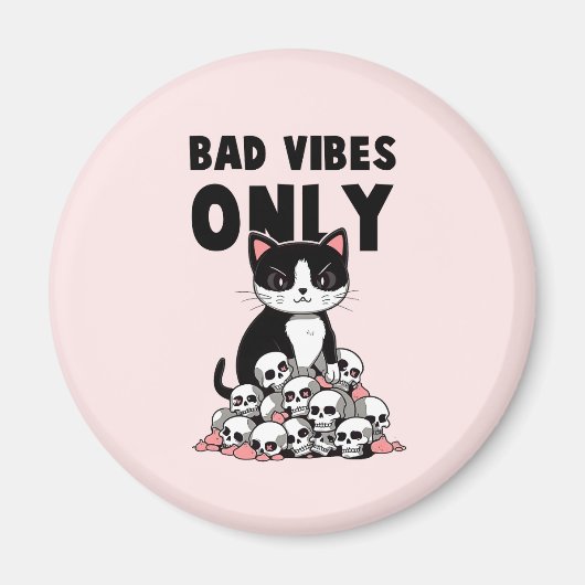 Bad Vibes only - Cat & Skulls Magnet (Vorne)