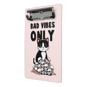 Bad Vibes only - Cat & Skulls Mini Klemmbrett (Gewinkelt2)