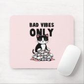 Bad Vibes only - Cat & Skulls Mousepad (Mit Mouse)