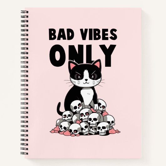 Bad Vibes only - Cat & Skulls Notizblock (Vorderseite)