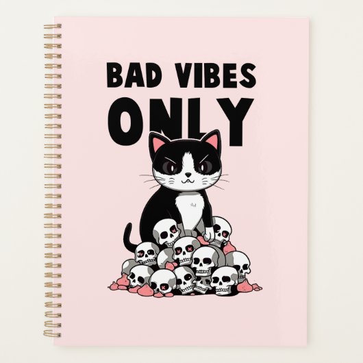 Bad Vibes only - Cat & Skulls Planer (Vorderseite)