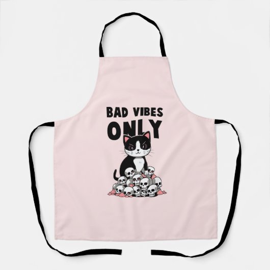 Bad Vibes only - Cat & Skulls Schürze (Vorderseite)