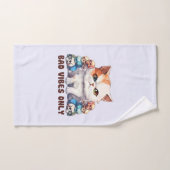 Bad Vibes only - Fierce Cat & Skulls Gothic Design Badhandtuch Set (Handtuch)