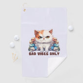 Bad Vibes only - Fierce Cat & Skulls Gothic Design Golfhandtuch (Insitu)